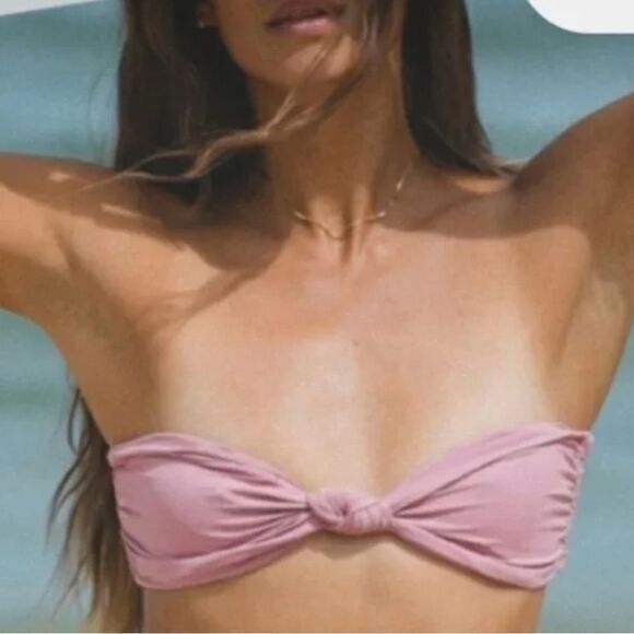 NEW Stone Fox Swim x‎ Free People lele knotted bandeau bikini top, size S - Picture 1 of 6